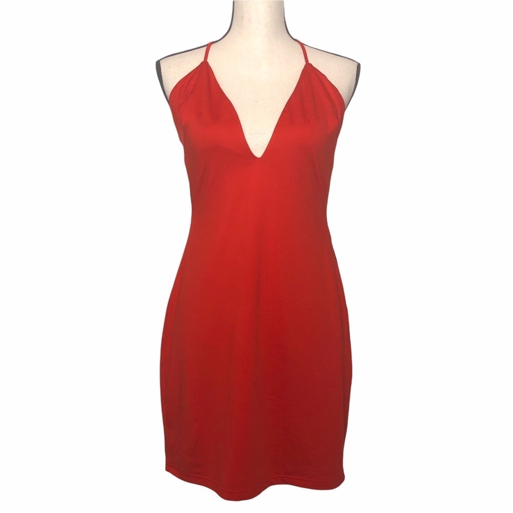 By the way. REVOLVE Red‎ plunging neck mini dress red NWT